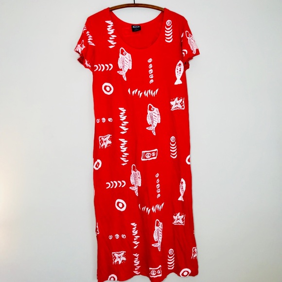 Vintage Retro 90’s Maxi Coral Beach Dress - Picture 1 of 3